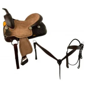 16" Double T   Dark Oil Pleasure style saddle set with hard seat.