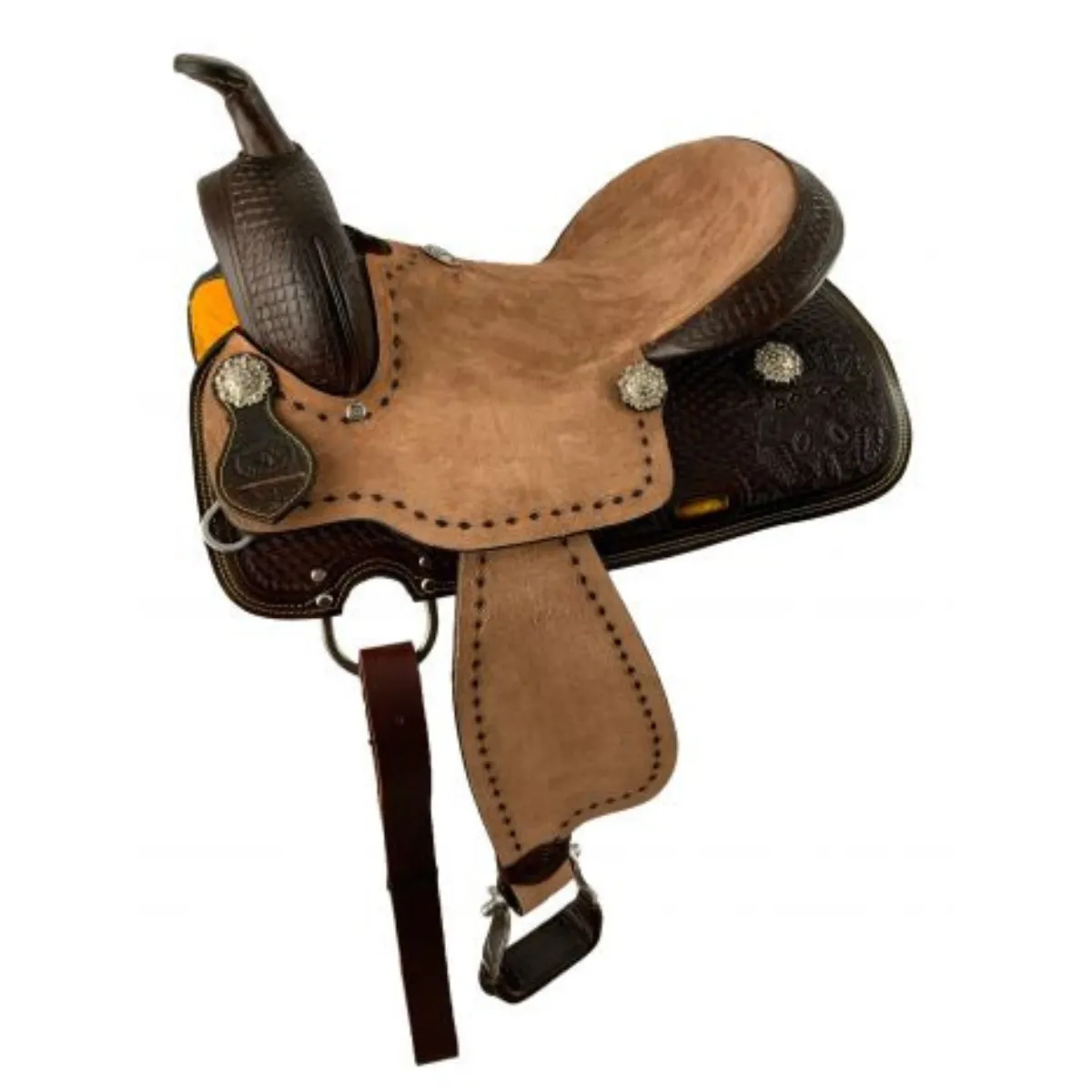 16" Double T   Dark Oil Pleasure style saddle set with hard seat.