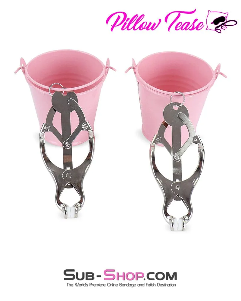 1780M      Funishment Clover Nipple Clamps with Pink Weight Buckets