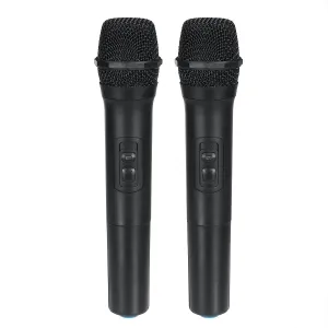 2Pcs VHF Wireless Bluetooth Karaoke Microphone Speaker 2 Handheld MIC KTV Player