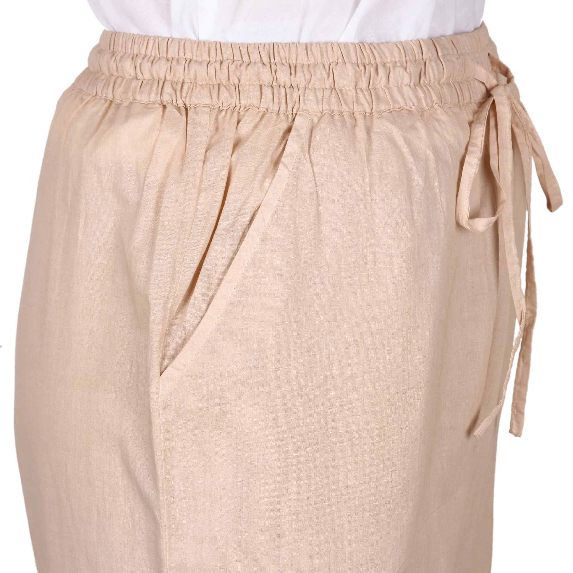 All Cotton Embroidered Cropped Pants with Drawstring Waist - Paisley Days | NOVICA