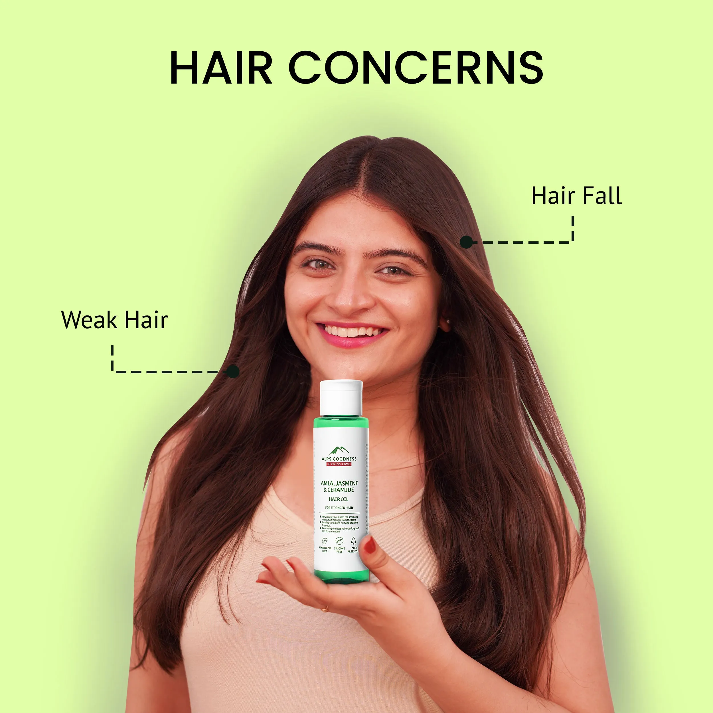 Alps Goodness Amla, Jasmine & Ceramide Hair Oil for Stronger Hair (95 ml)| Lightweight Oil| Light oil for everyday use| Silicone Free, Sulphate Free, Mineral Oil Free, Vegan, Cruelty Free