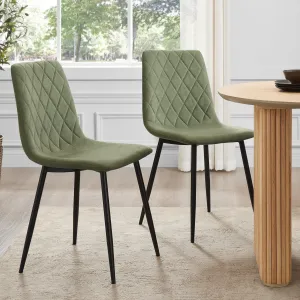 Annie Set Of 2 Dining Chairs - Velvet - Sage Green