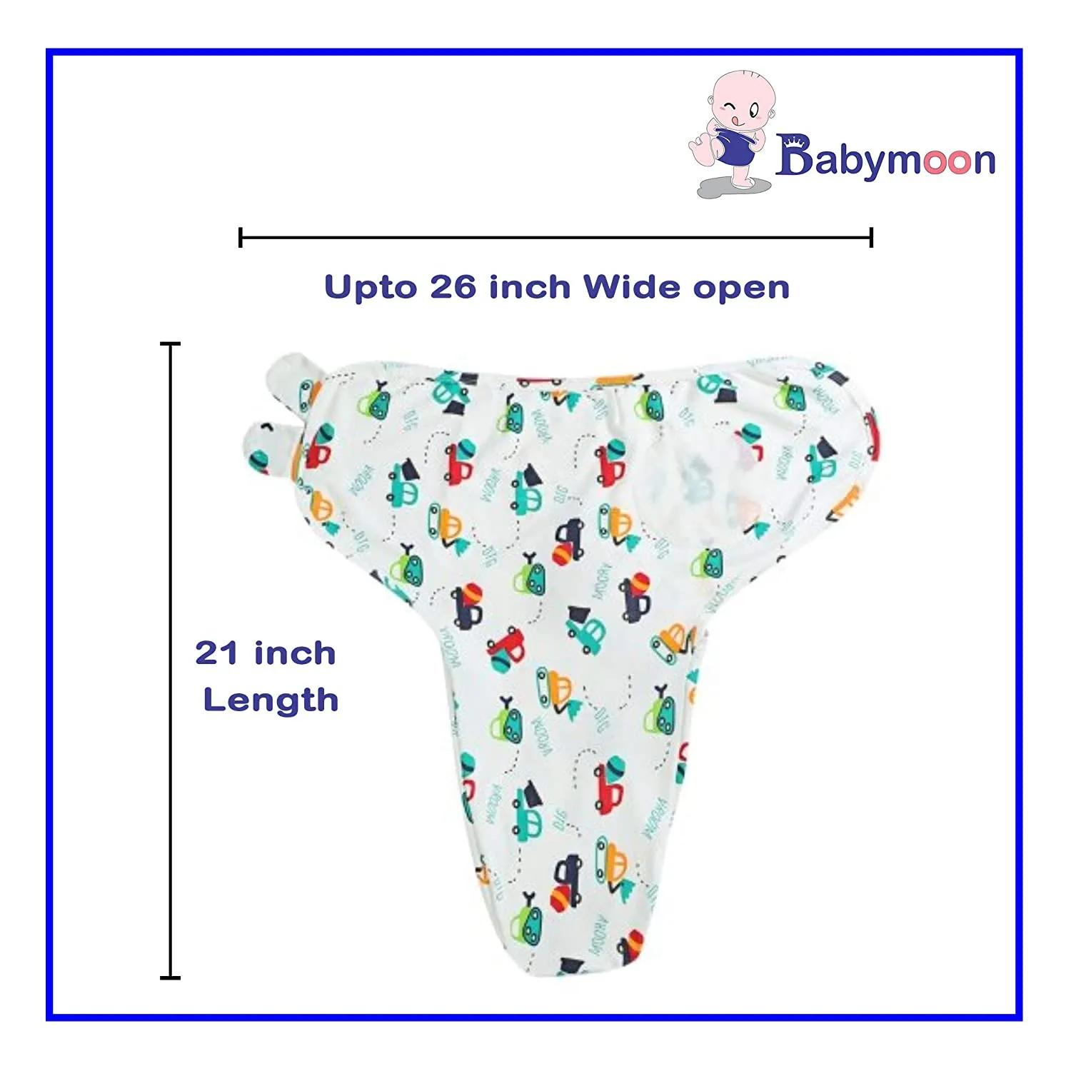 Babymoon Organic Designer Cotton Swaddle Wrap | Car & Monkey | Pack of 2