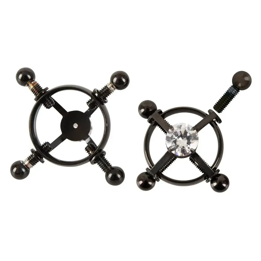 Bad Kitty Stainless Steel Black Adjustable Nipple Clamp with Shiny Star
