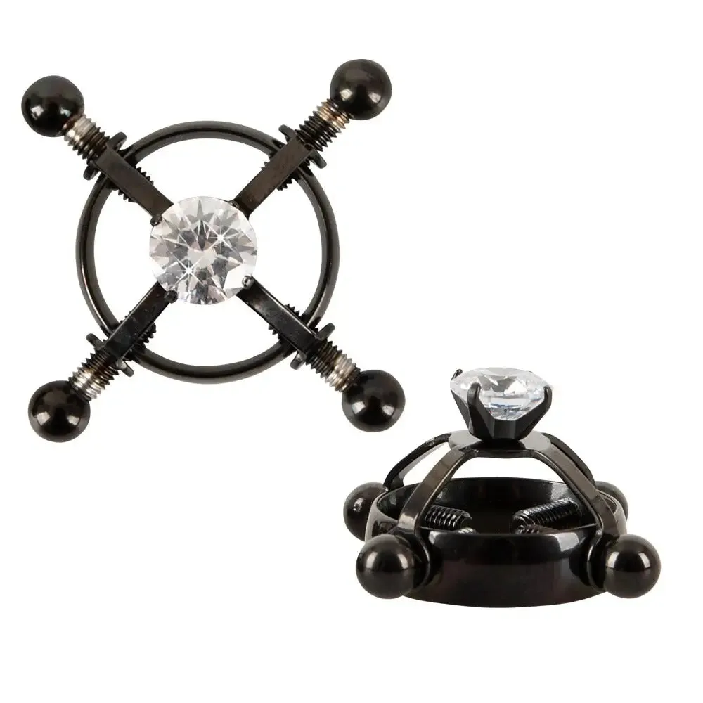 Bad Kitty Stainless Steel Black Adjustable Nipple Clamp with Shiny Star
