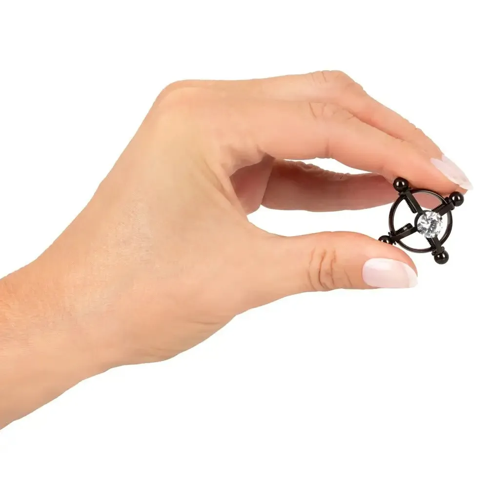 Bad Kitty Stainless Steel Black Adjustable Nipple Clamp with Shiny Star