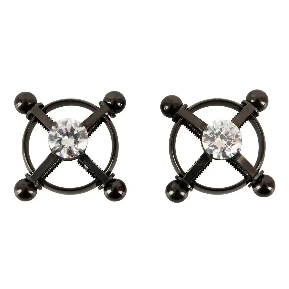 Bad Kitty Stainless Steel Black Adjustable Nipple Clamp with Shiny Star