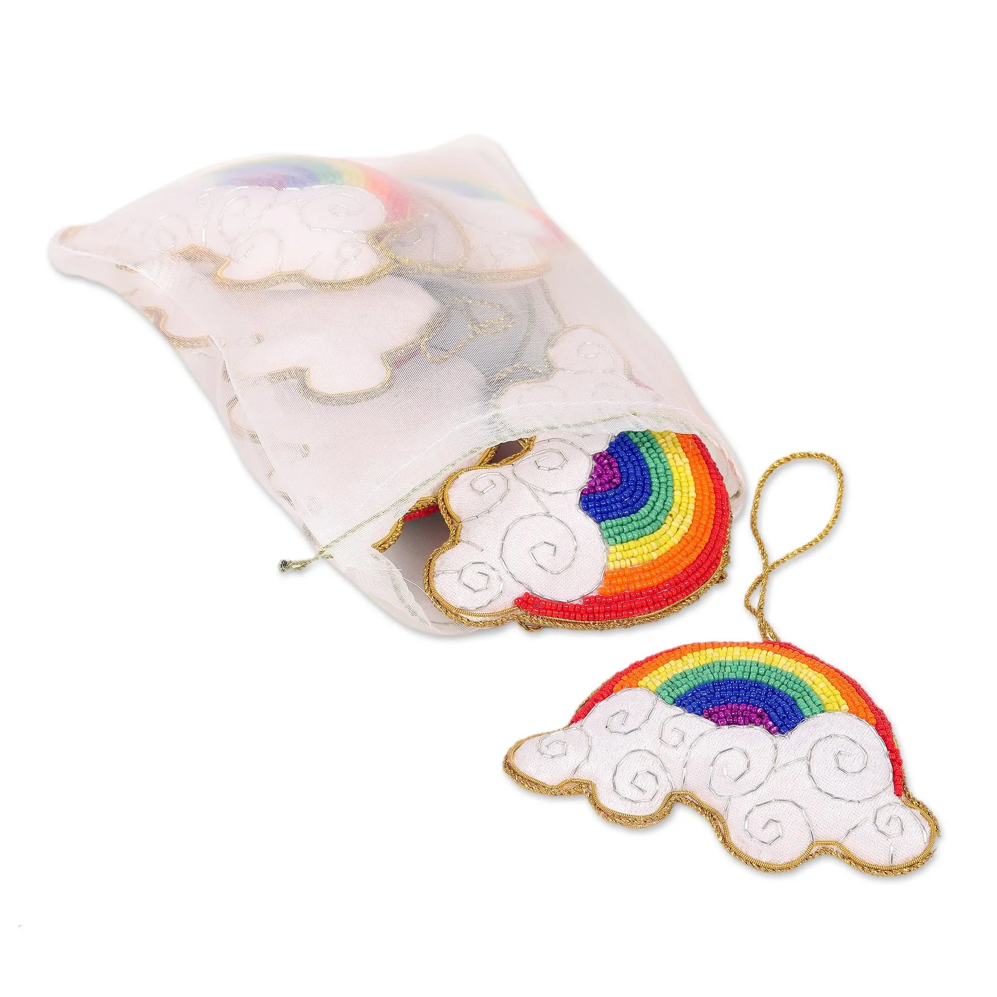 Beaded Rainbow Ornaments - Set of 6 - Rainbow Delight