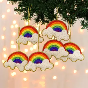 Beaded Rainbow Ornaments - Set of 6 - Rainbow Delight