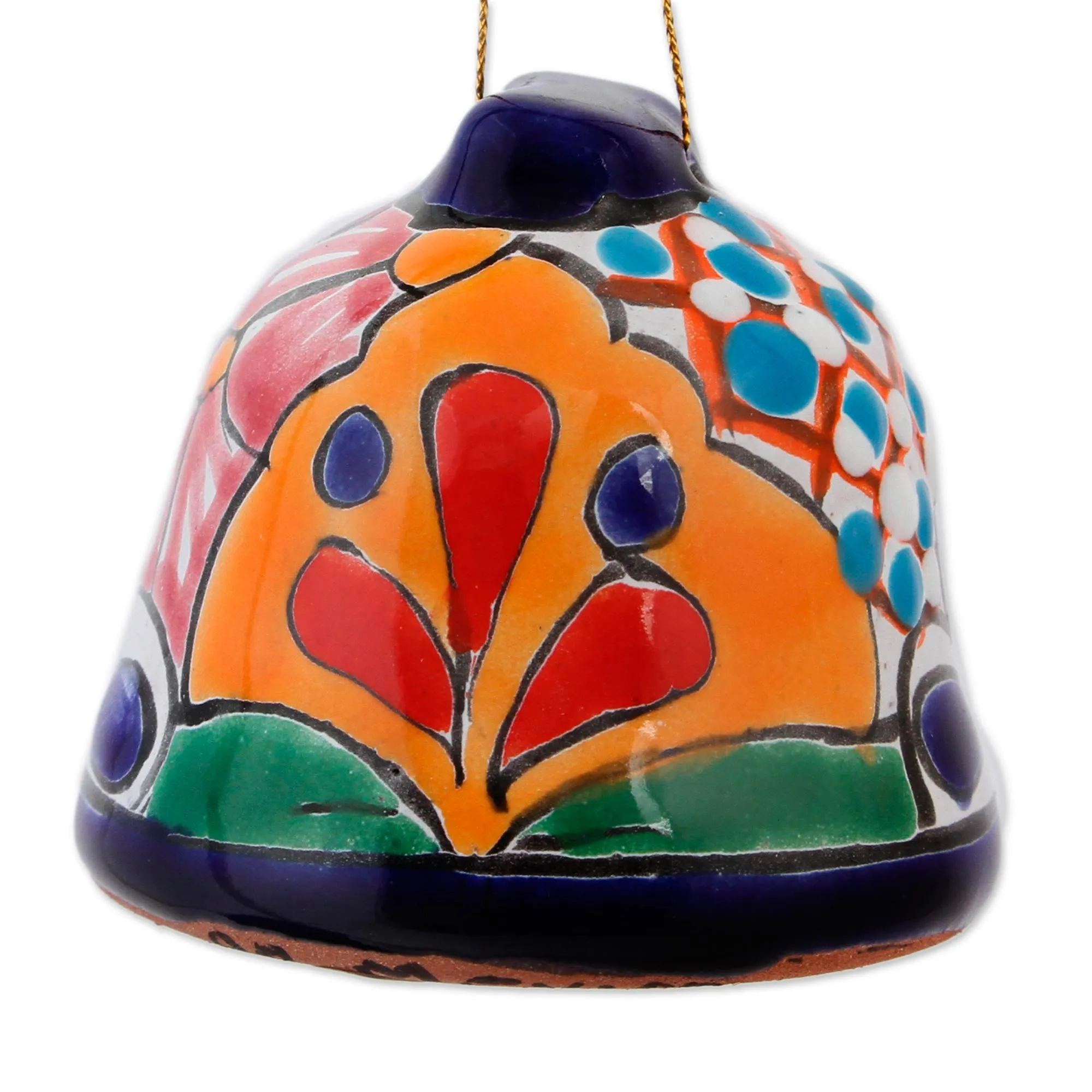 Bell-Shaped Talavera-Style Ceramic Ornaments (Pair) - Talavera Bells | NOVICA