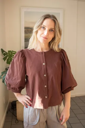Birds of North America Serin Blouse - Cocoa (Online Exclusive)