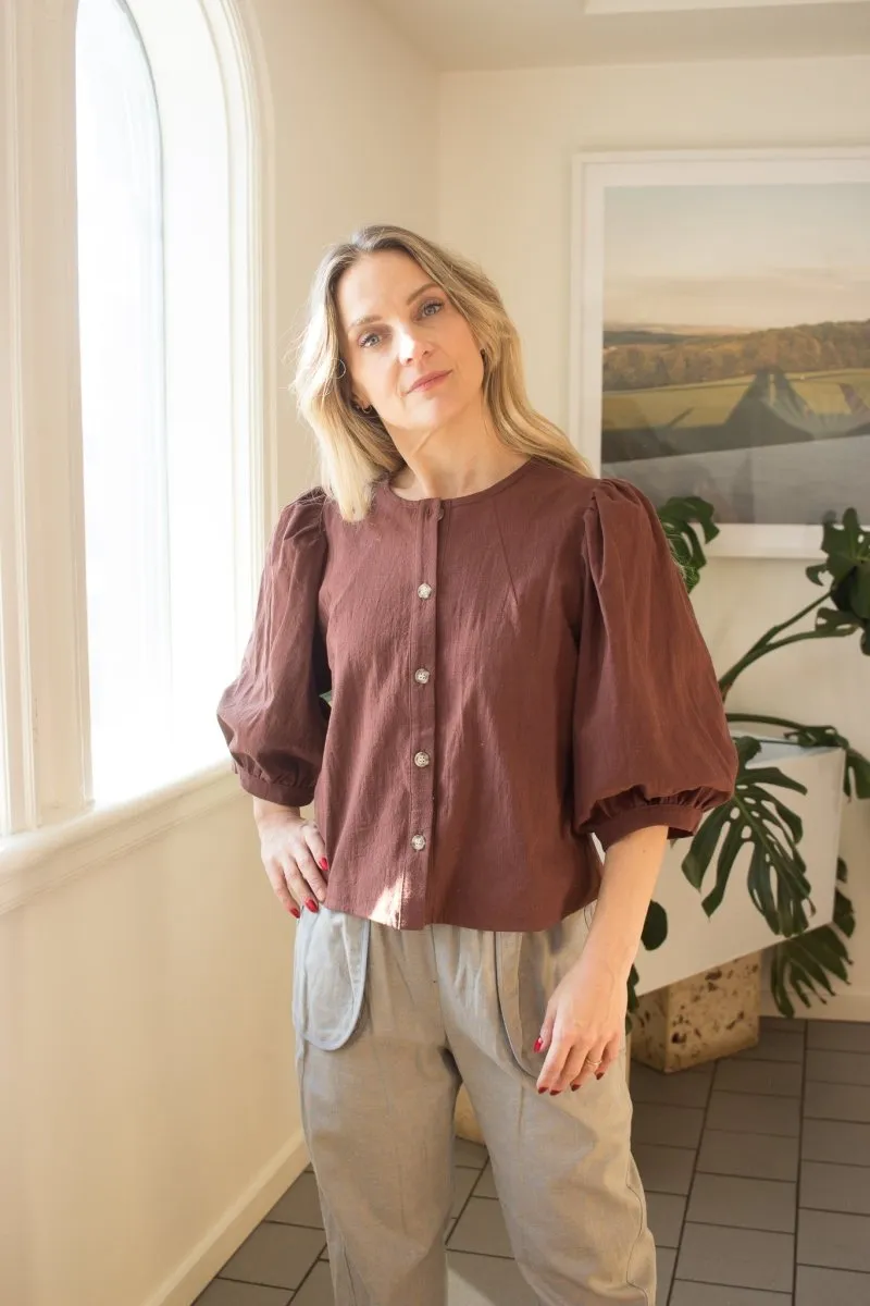 Birds of North America Serin Blouse - Cocoa (Online Exclusive)