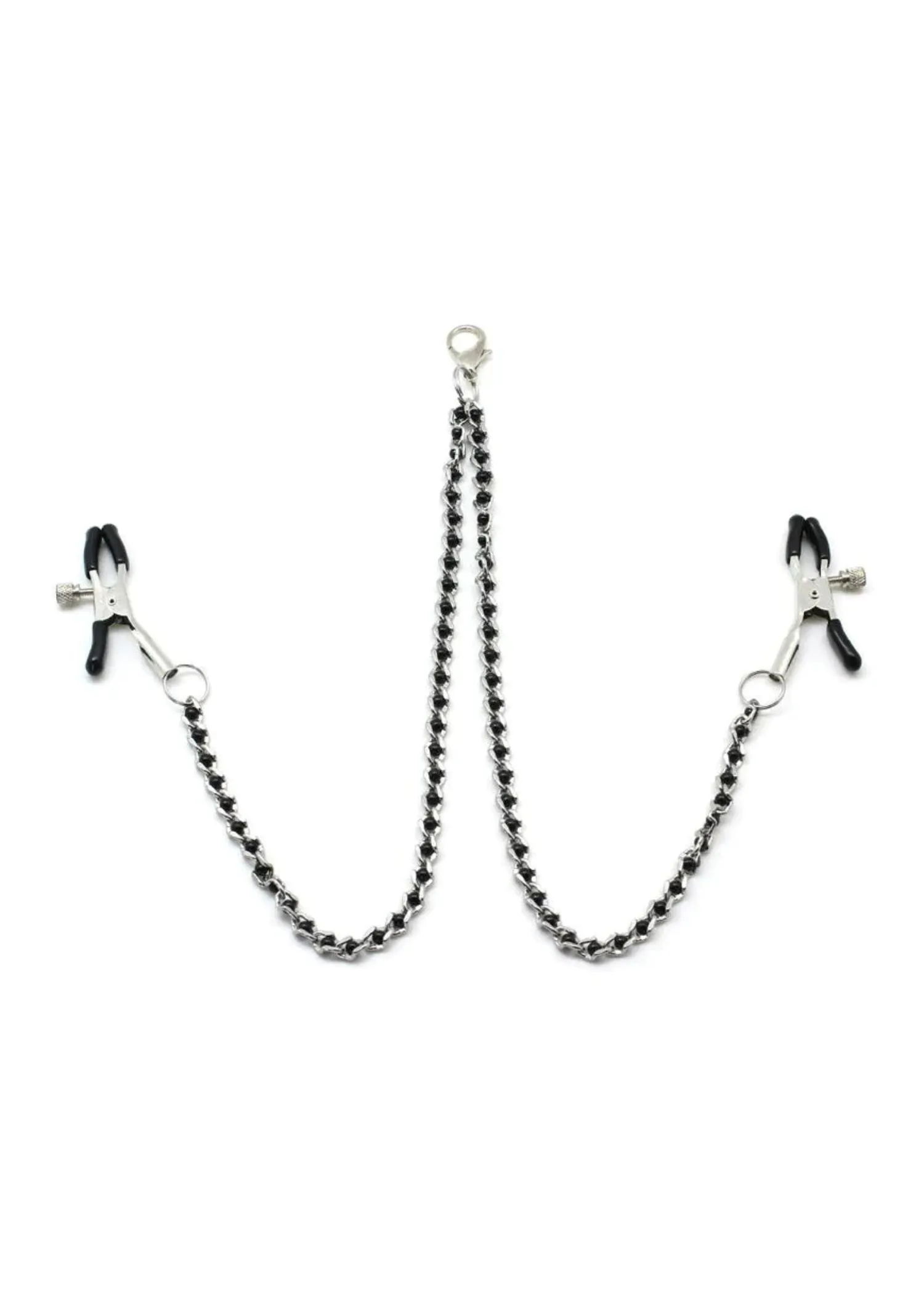 Black Bead Chains and Nipple Clamps (Silver)