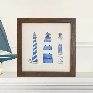 Blue Lighthouses - Framed Sign