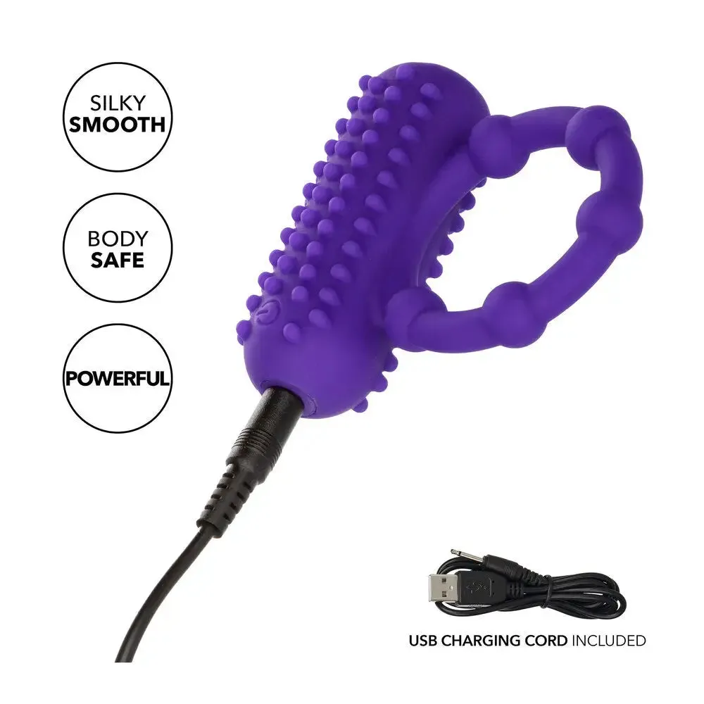 California Exotic Silicone Purple Rechargeable Cock Ring with Beads