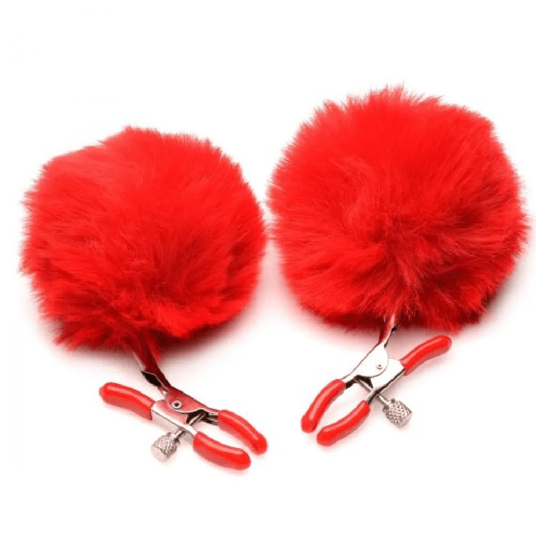 Charmed Pom Pom Nipple Clamps - Red