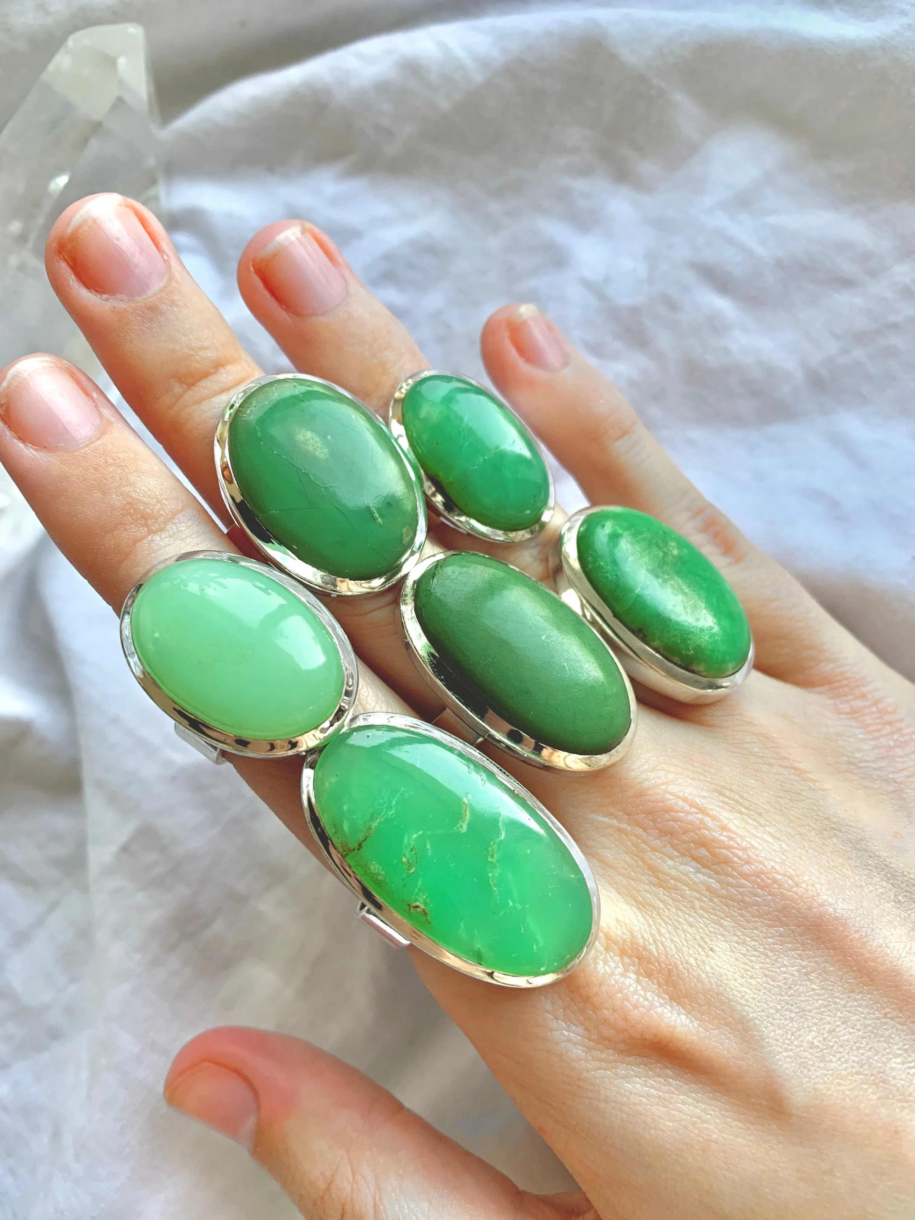 Chrysoprase Naevia Ring - Oval