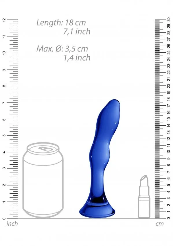 Chrystalino Gallant Blue Glass Curved Dildo Wand