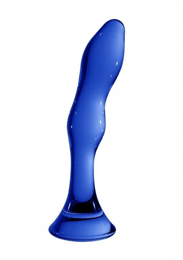 Chrystalino Gallant Blue Glass Curved Dildo Wand