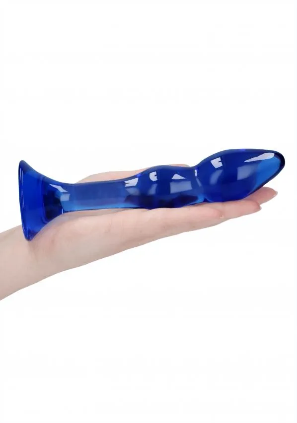 Chrystalino Gallant Blue Glass Curved Dildo Wand