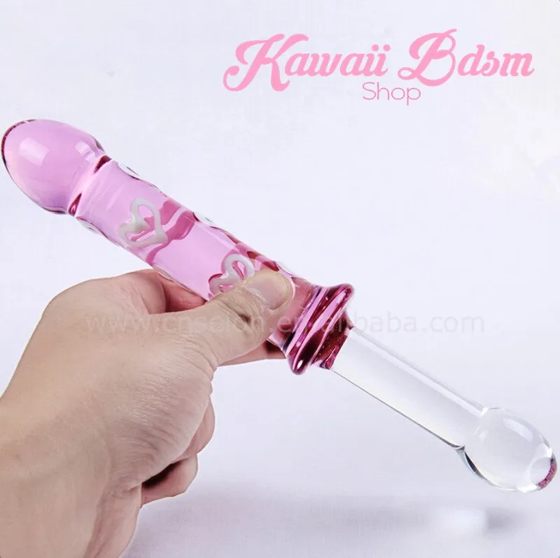 Double Ended Hearts Glass Dildo