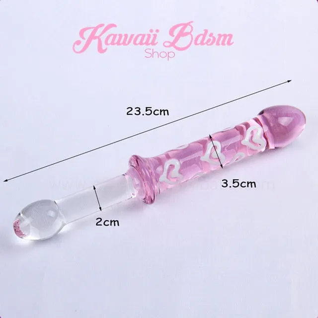 Double Ended Hearts Glass Dildo