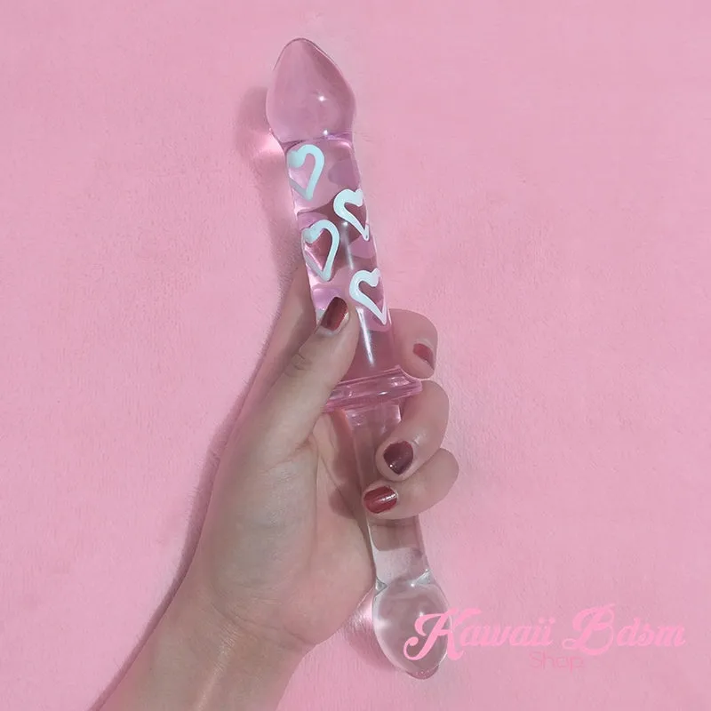 Double Ended Hearts Glass Dildo