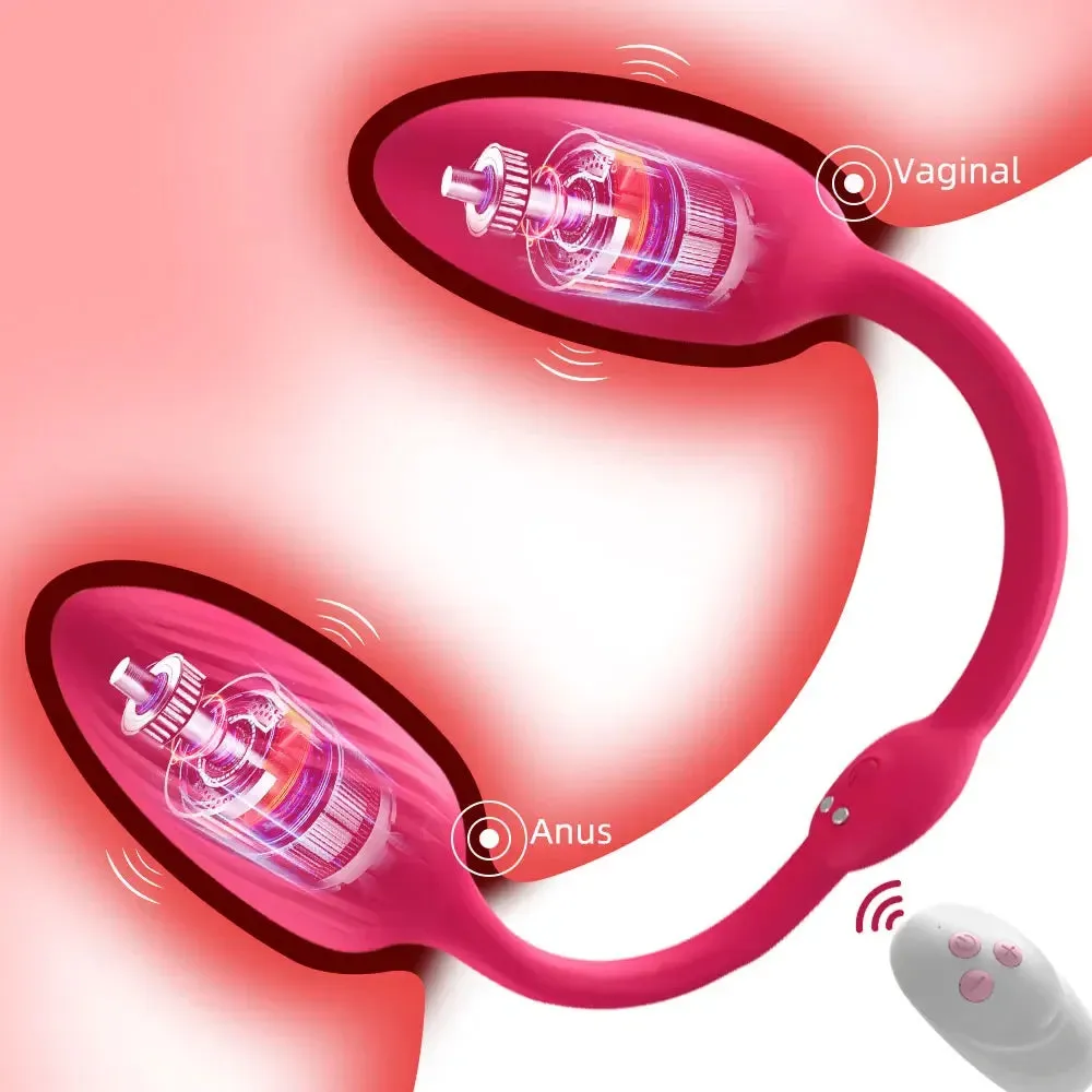 Dual Fun Double-Ended Dildo Clit Anal Vibrator | Remote Control Clit Stimulator & Butt Plug