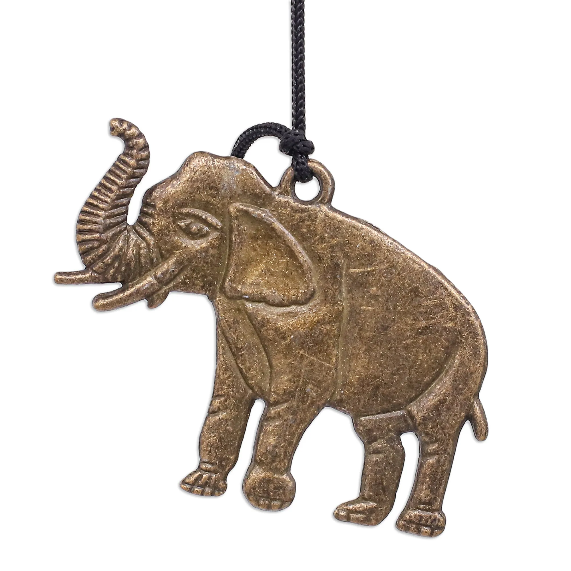 Elephant Themed Wind Chime Made from Aluminum and Brass - Wisdom Bells | NOVICA