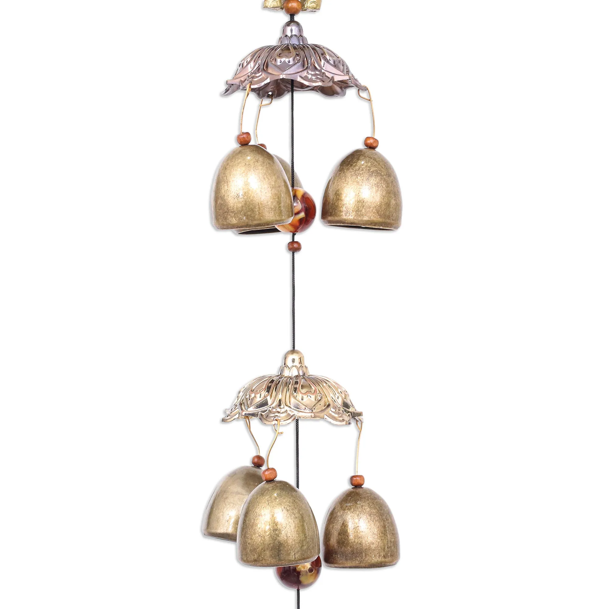 Elephant Themed Wind Chime Made from Aluminum and Brass - Wisdom Bells | NOVICA