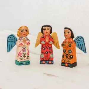 Fair Trade Angel Figurines Hand Crafted Sculptures (Set 3) - Angelic Guardians of Peace | NOVICA