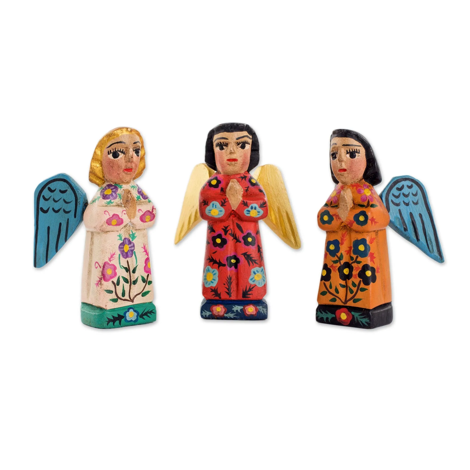 Fair Trade Angel Figurines Hand Crafted Sculptures (Set 3) - Angelic Guardians of Peace | NOVICA