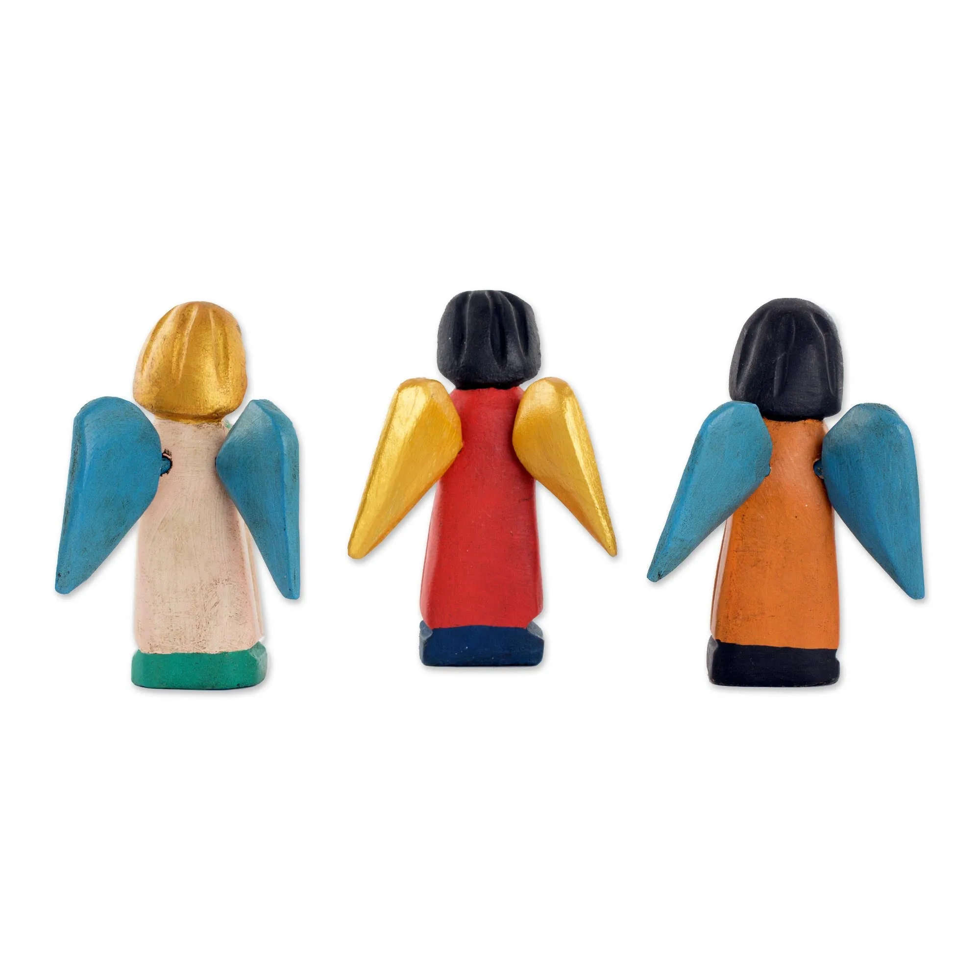 Fair Trade Angel Figurines Hand Crafted Sculptures (Set 3) - Angelic Guardians of Peace | NOVICA