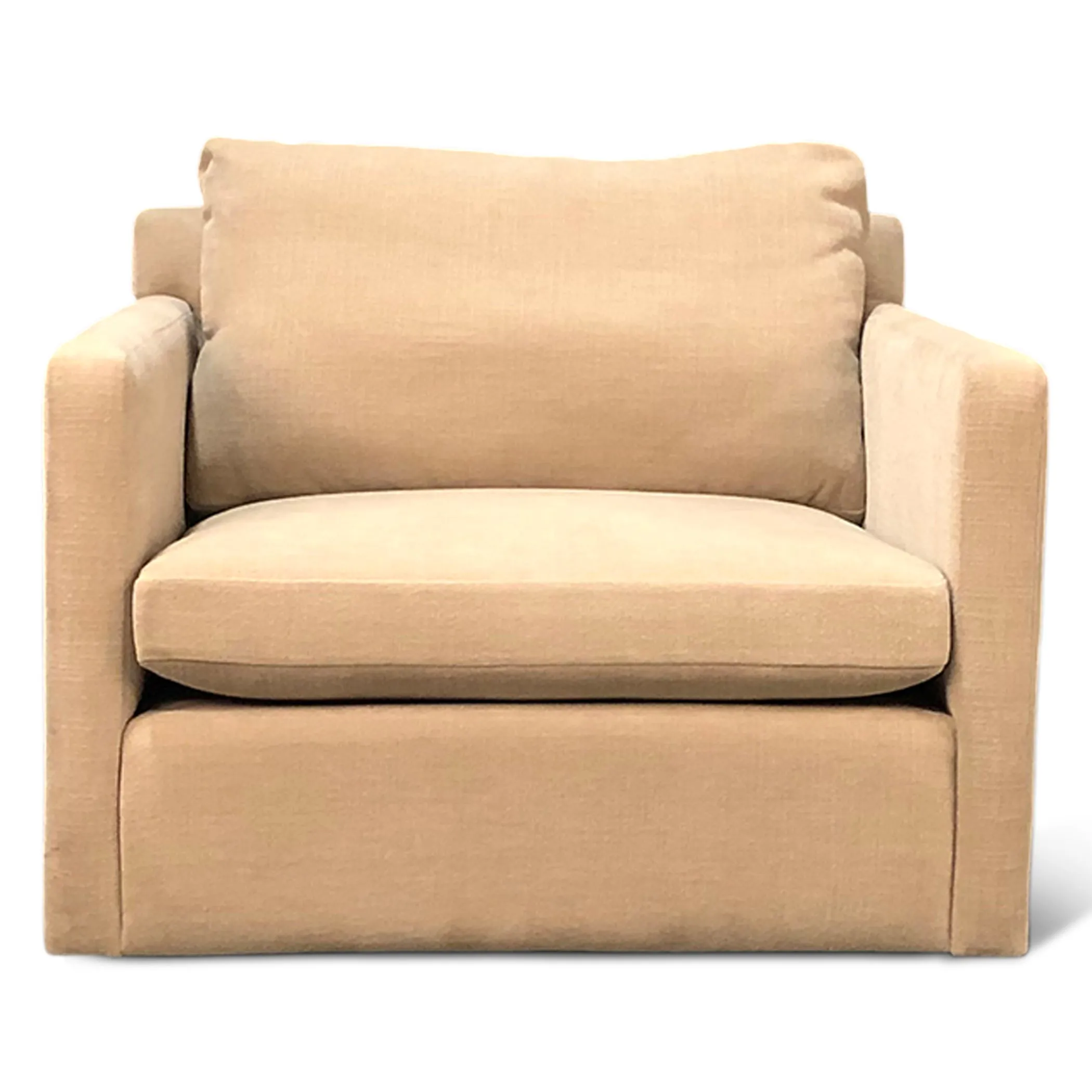 Genova Casual Modern Arm Chair in Oat Chenille Fabric