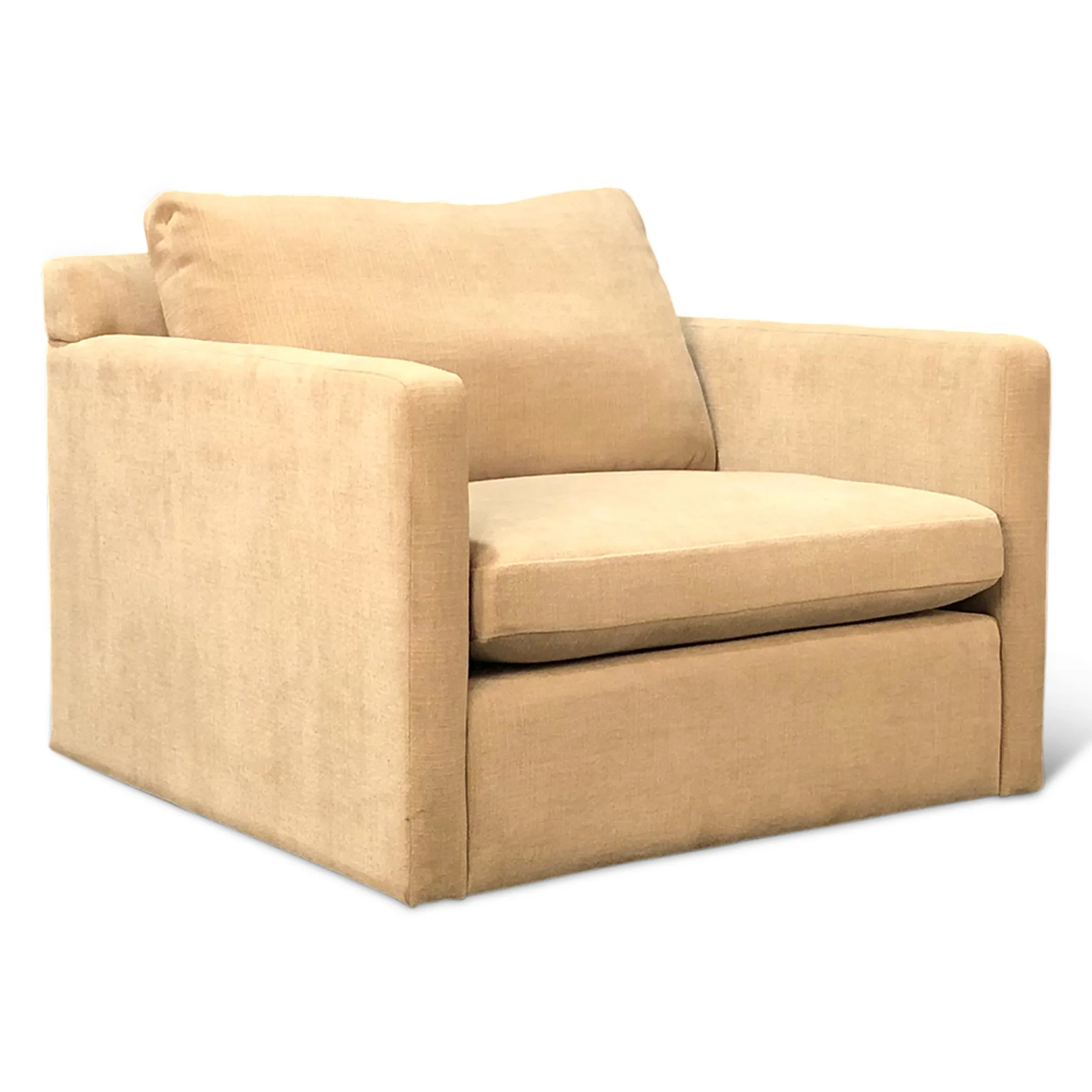 Genova Casual Modern Arm Chair in Oat Chenille Fabric