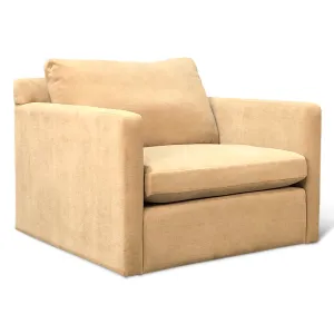 Genova Casual Modern Arm Chair in Oat Chenille Fabric