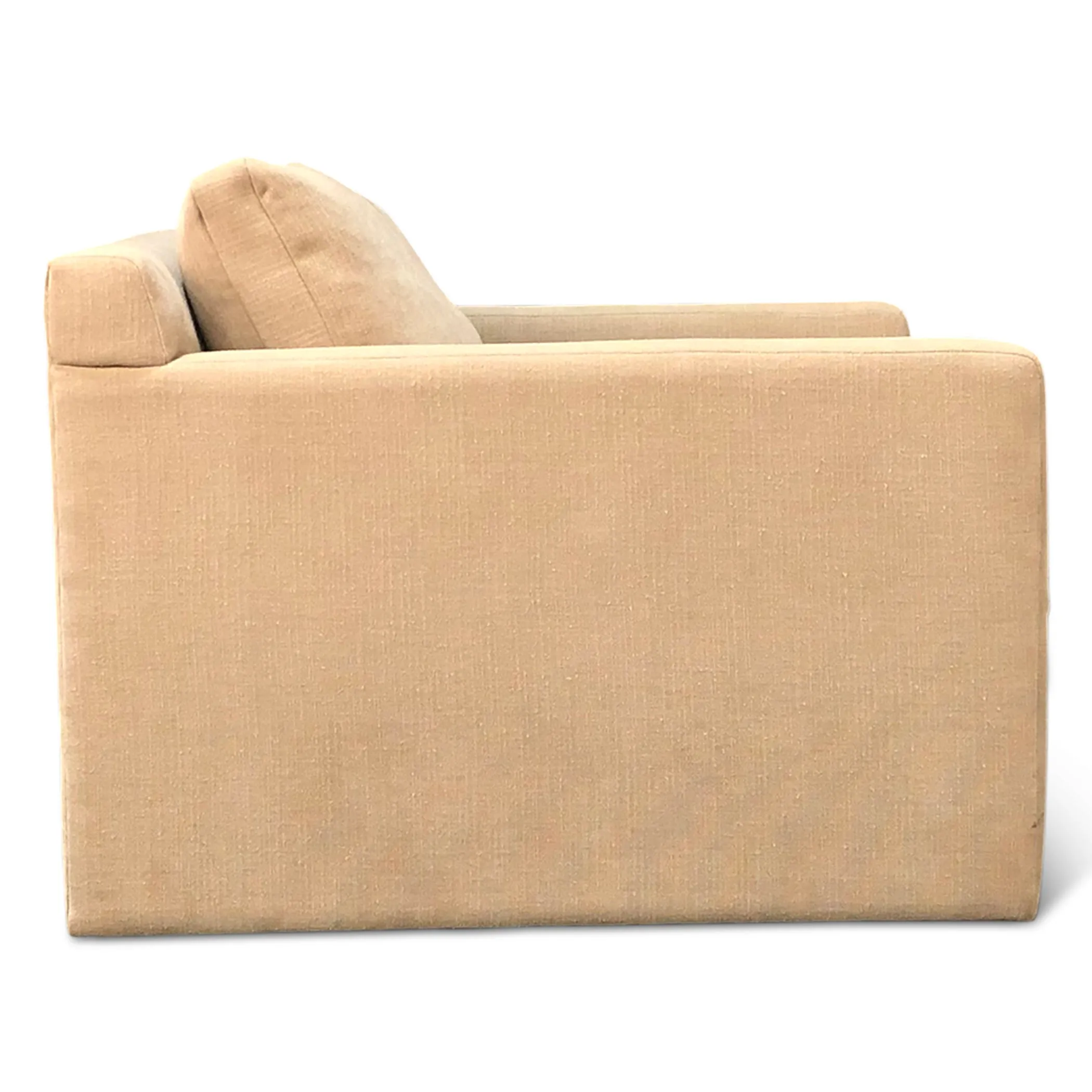 Genova Casual Modern Arm Chair in Oat Chenille Fabric