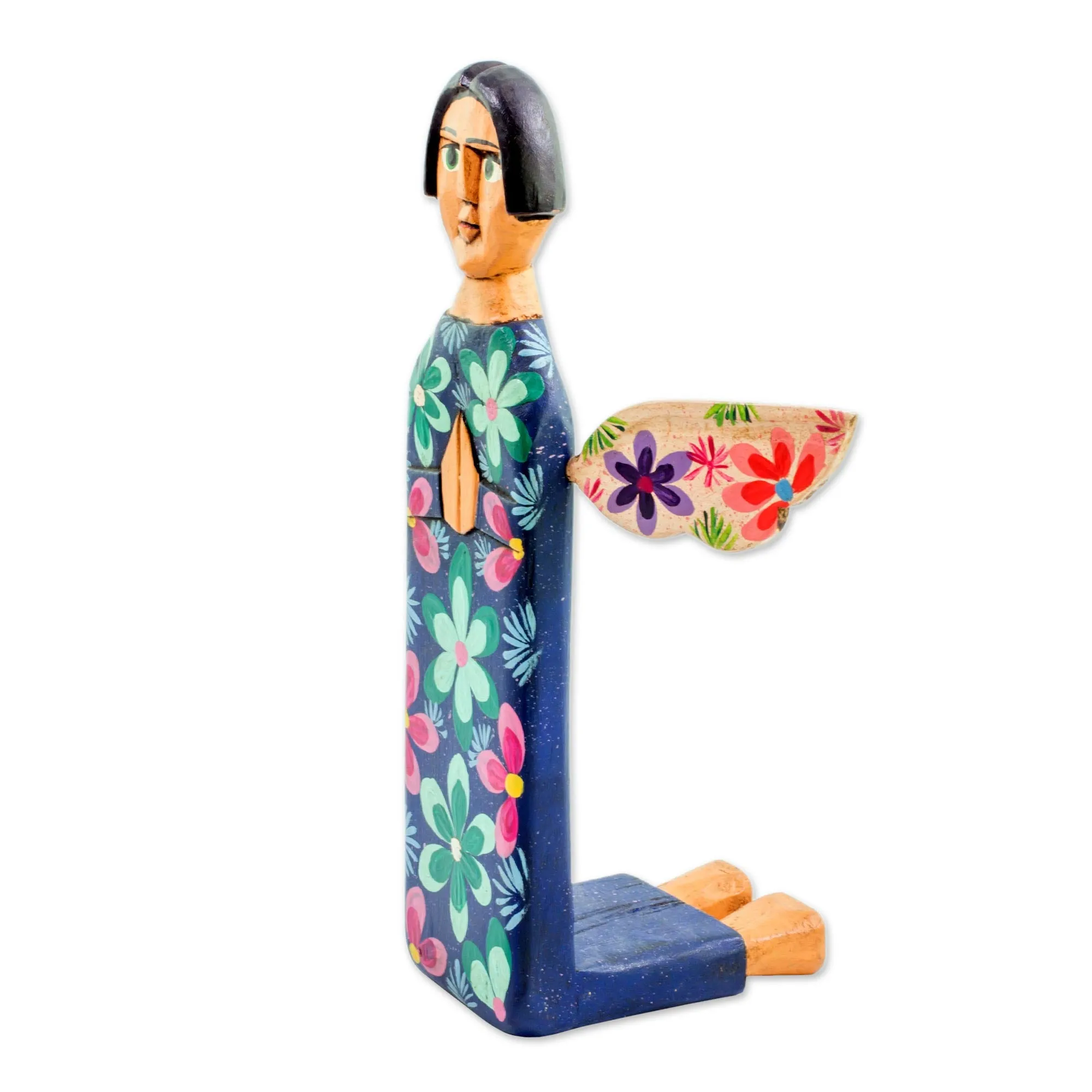 Hand Carved and Painted Wood Angel Sculpture from Guatemala - Sky Angel | NOVICA