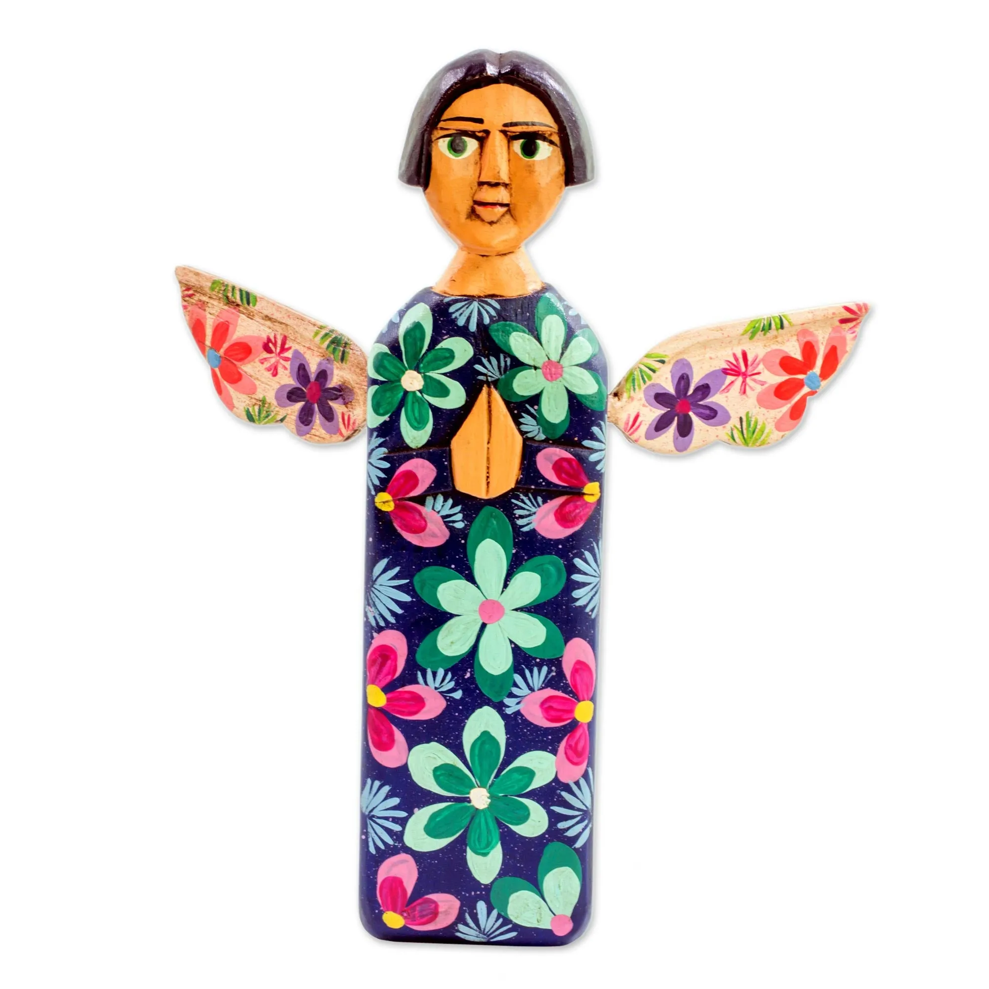 Hand Carved and Painted Wood Angel Sculpture from Guatemala - Sky Angel | NOVICA
