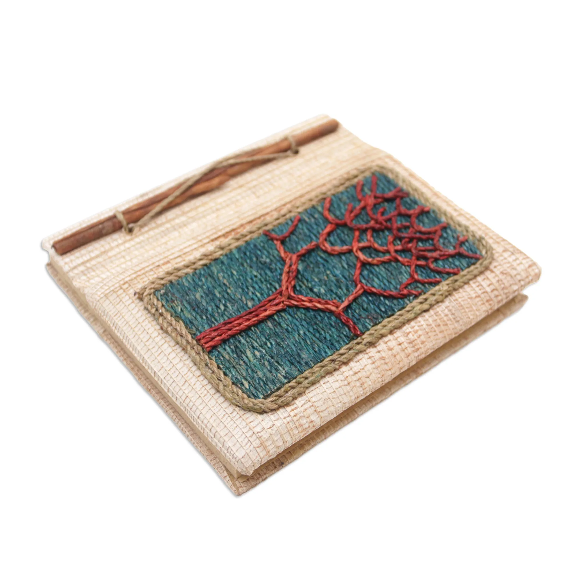 Hand-Crafted Eco-Friendly Natural Fiber Tree-Themed Journal - Under The Tree | NOVICA