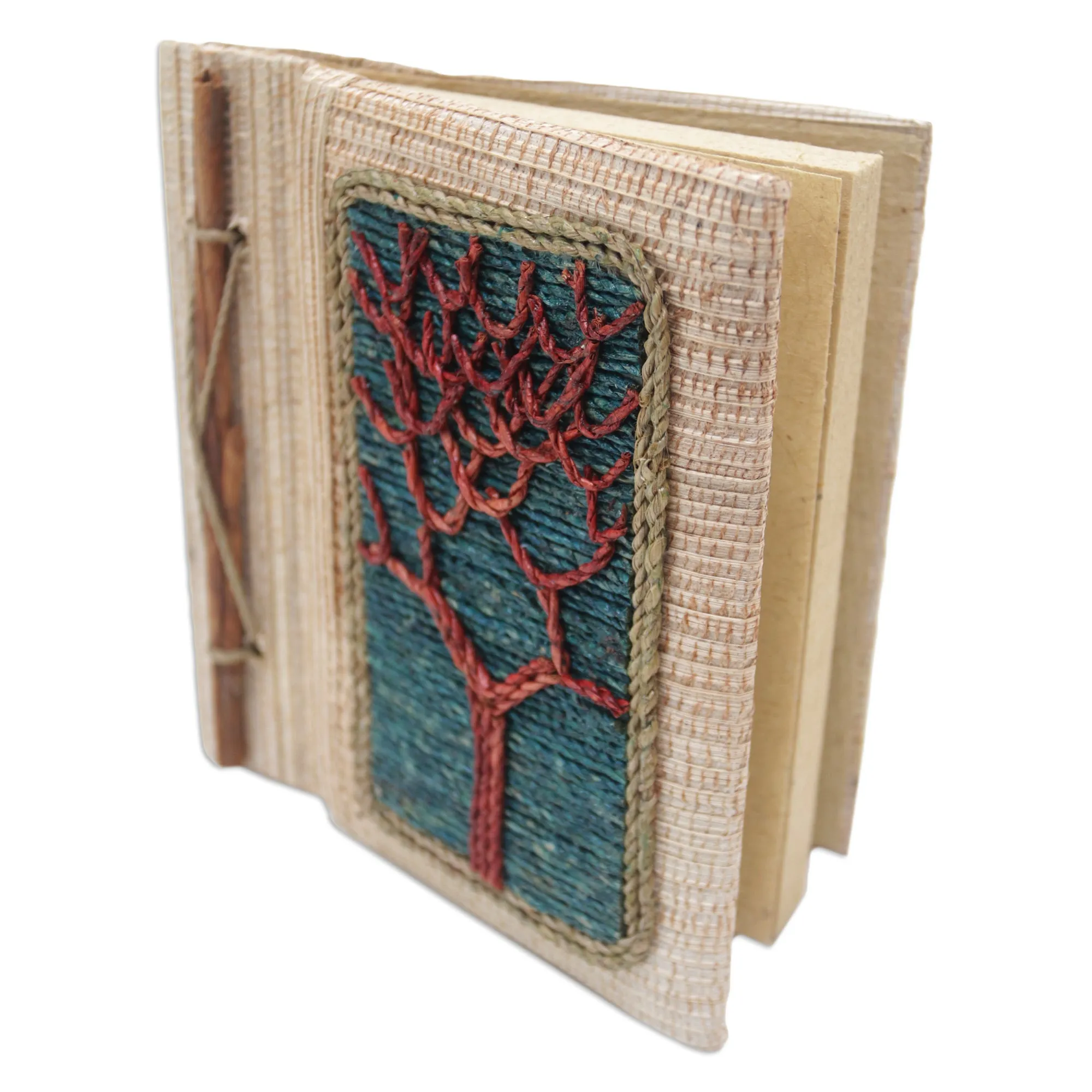 Hand-Crafted Eco-Friendly Natural Fiber Tree-Themed Journal - Under The Tree | NOVICA