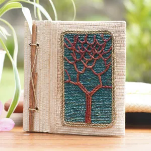 Hand-Crafted Eco-Friendly Natural Fiber Tree-Themed Journal - Under The Tree | NOVICA