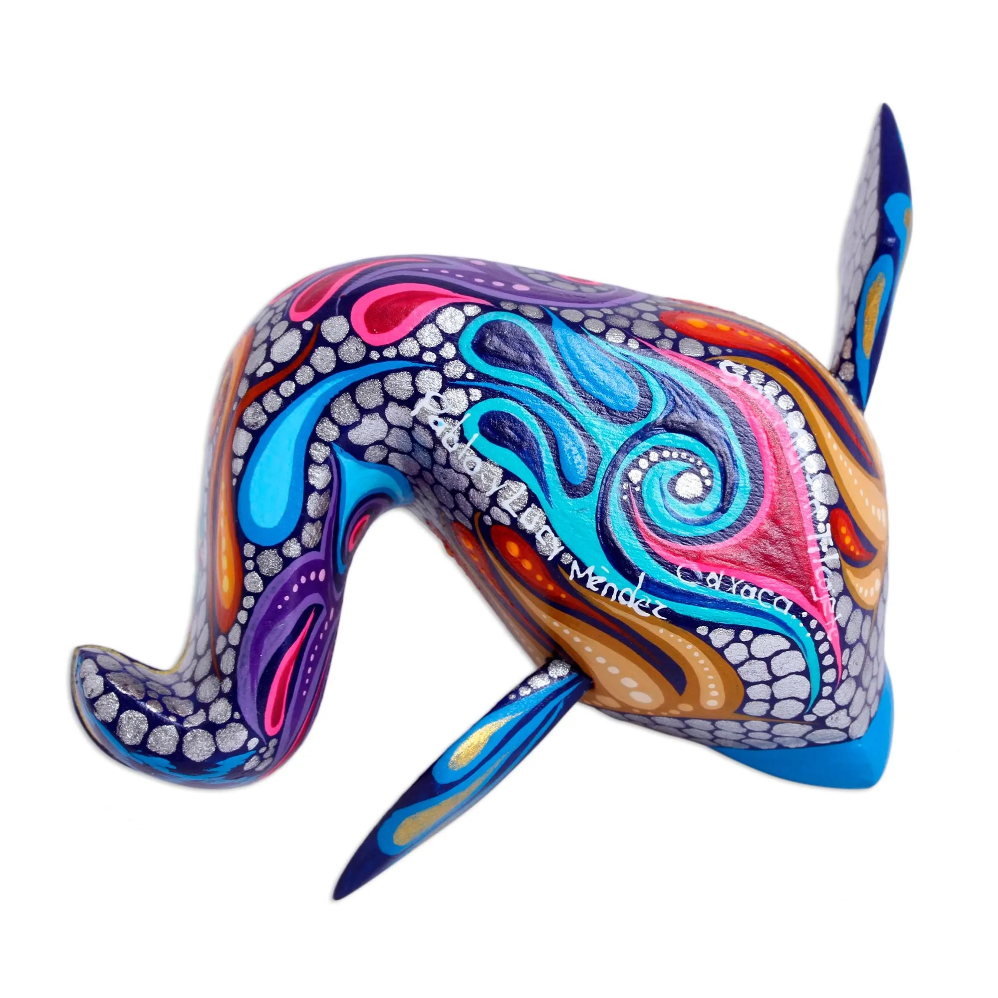 Hand-Painted Wood Alebrije Fish Figurine from Mexico - Shimmering Fish | NOVICA