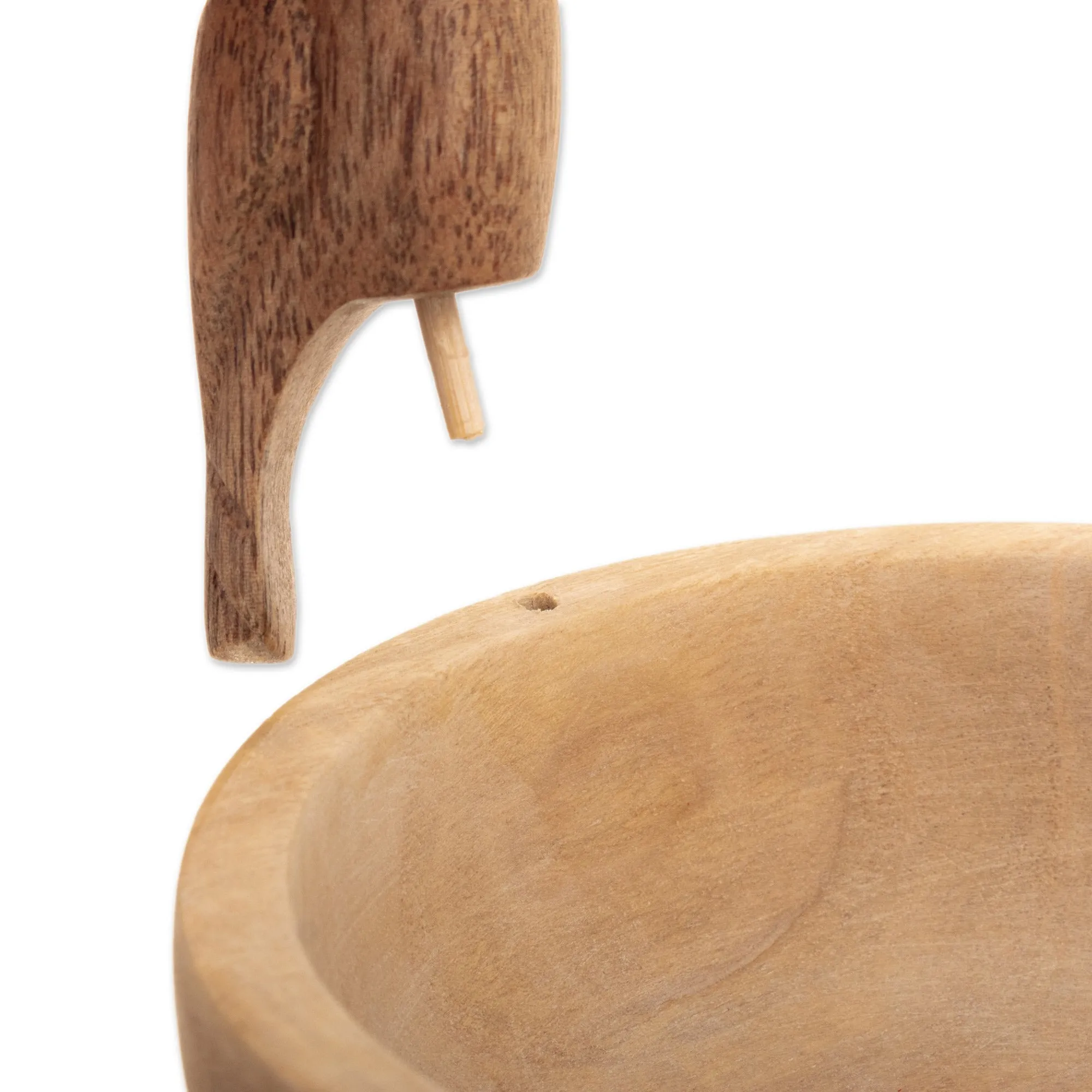 Handmade Cedar Wood Decorative Bowl with a Yellow Cockatoo - Cockatoo Spirit | NOVICA