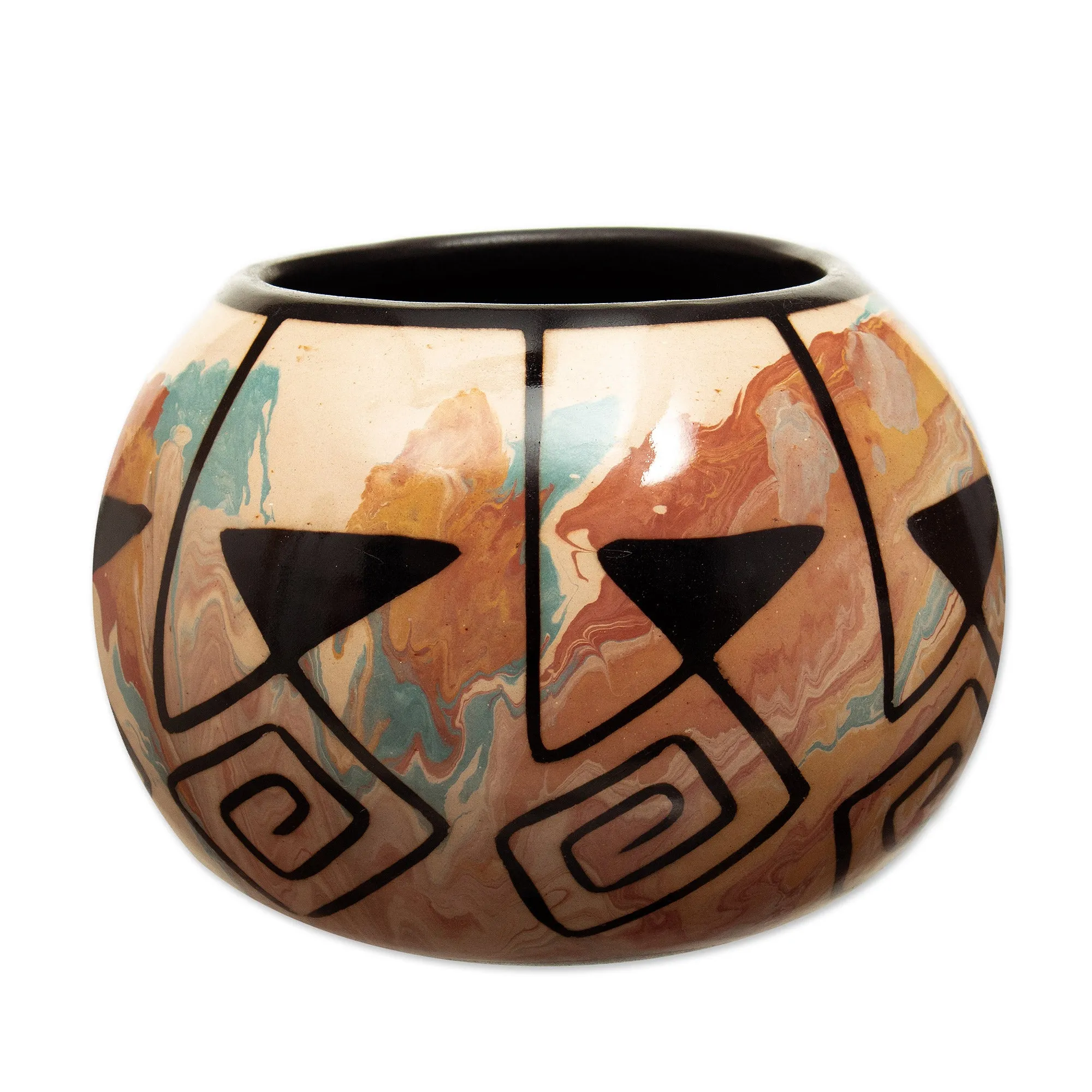 Handmade Ceramic Decorative Vase with Andean Motifs - Northern Flora | NOVICA