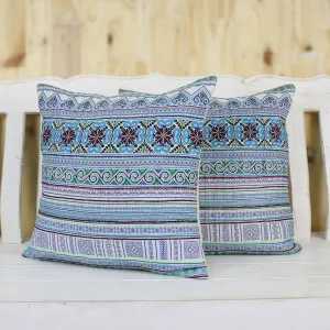 Hmong Cotton Blend Cushion Covers from Thailand - Hmong Nature | NOVICA