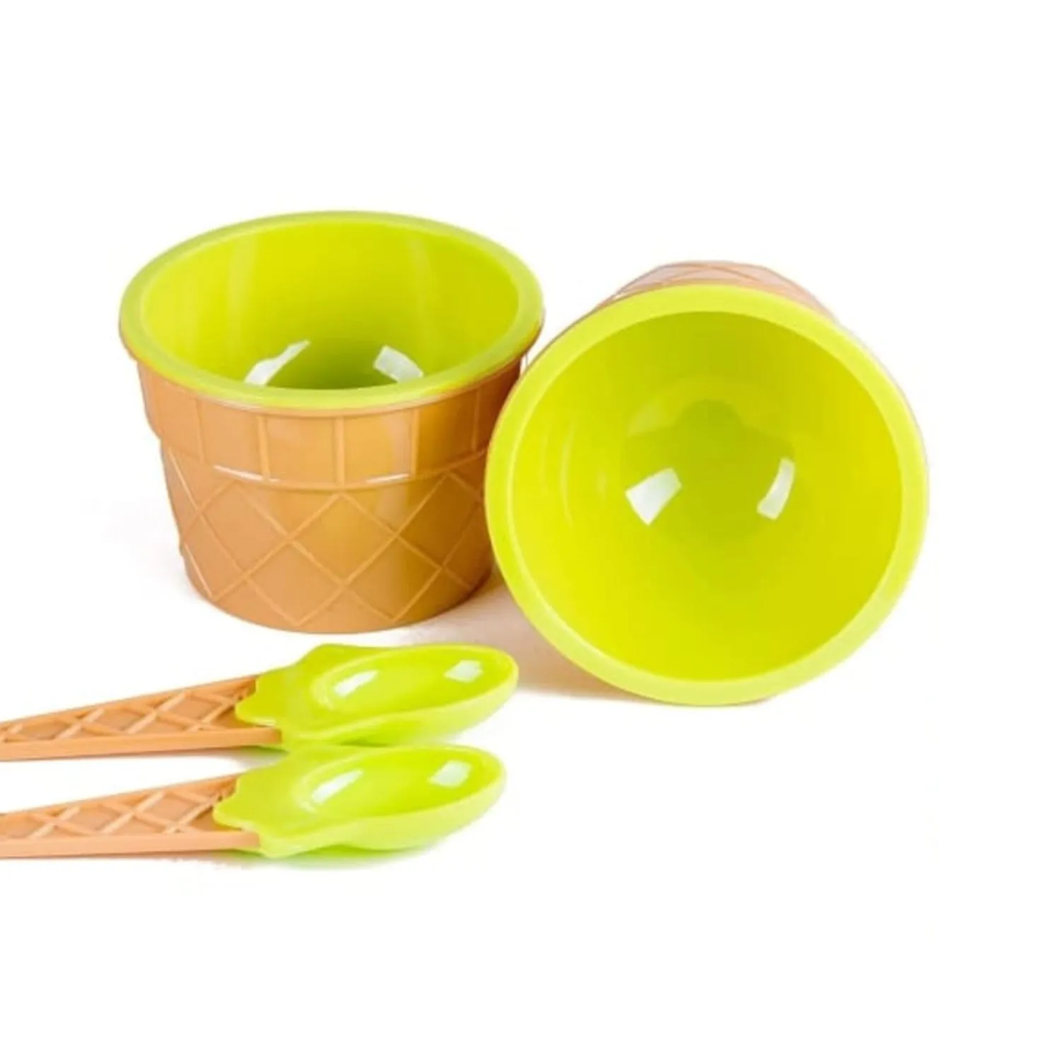 Ice-Cream Waffle Spoon Bowel Cup Set | Premium ice Cream Set | Ice-Cream Bowel with Spoon | 2 units Couple Bowl Set | Brown Box