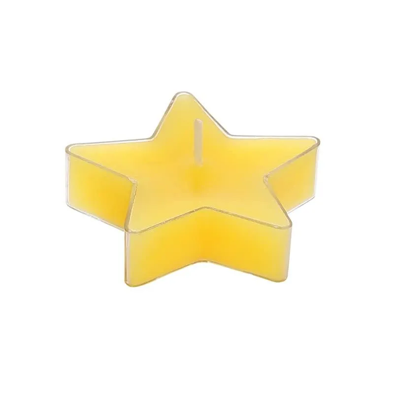 LOVYA CREATIONS - Star Shaped T Light Candles Set of 12, II Scented II 100% Soy Wax (Pack of 24, Yellow - Lemon Grass)