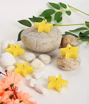 LOVYA CREATIONS - Star Shaped T Light Candles Set of 12, II Scented II 100% Soy Wax (Pack of 24, Yellow - Lemon Grass)